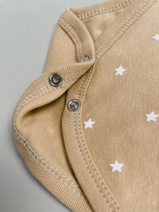 Набор боди лодочек с коротким рукавом, Звездочки, какао