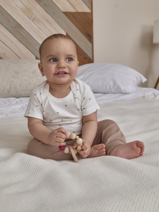 Набор боди лодочек с коротким рукавом, Звездочки, какао