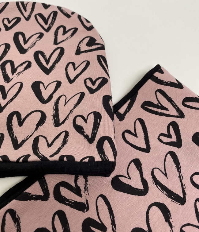 Комплект, шапка и снуд, Love, пудровый