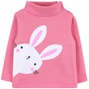 Утепленный детский джемпер, розовый, Зайка