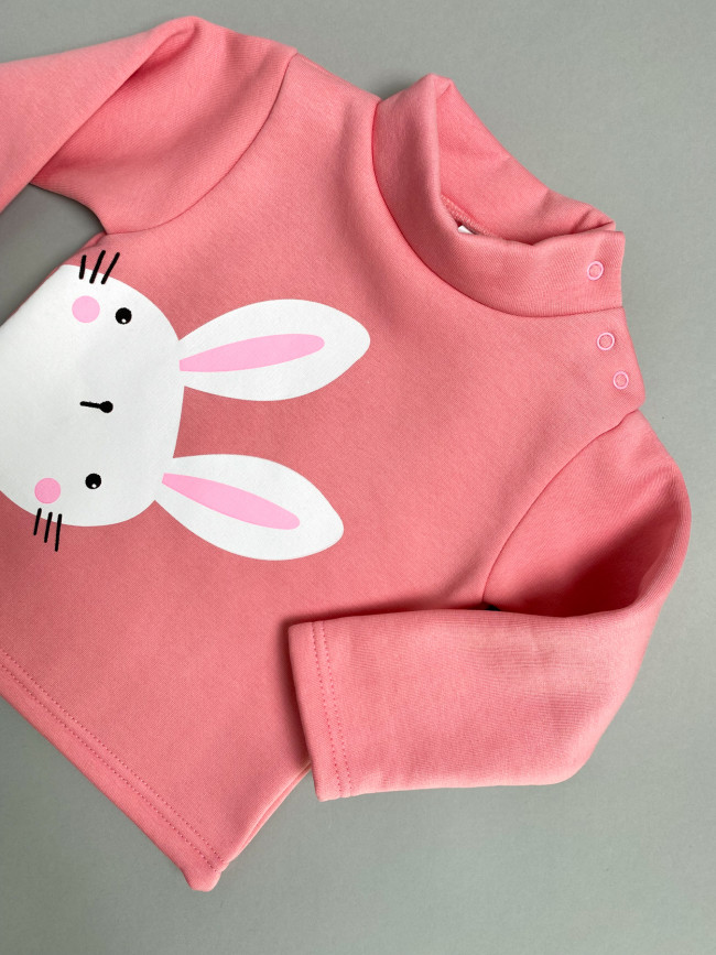 Утепленный детский джемпер, розовый, Зайка Утепленный детский джемпер, розовый, Зайка