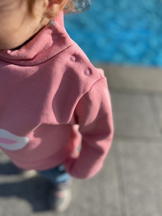 Утепленный детский джемпер, розовый, Зайка