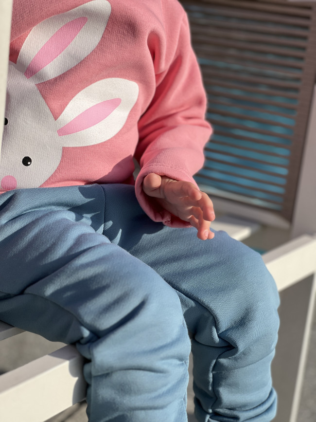 Утепленный детский джемпер, розовый, Зайка