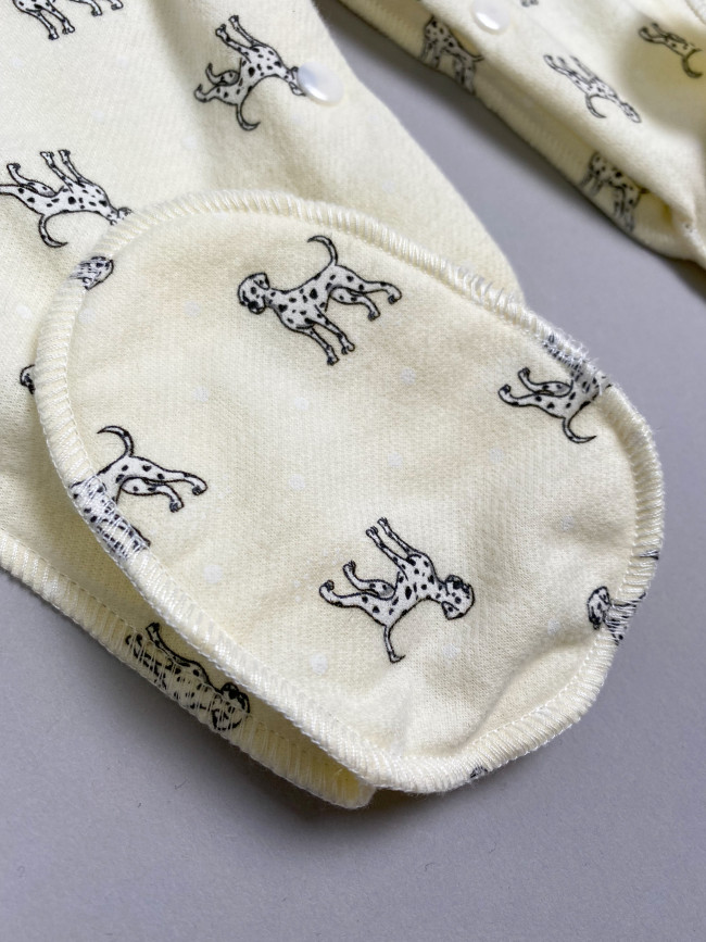 Комбинезон детский фланелевый, желтый, Далматинцы