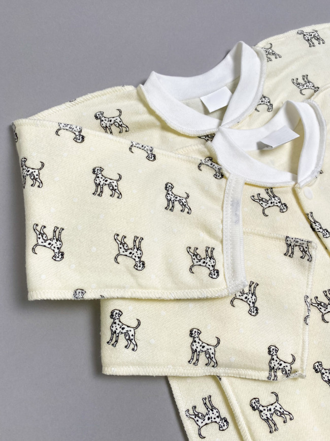 Комбинезон детский фланелевый, желтый, Далматинцы