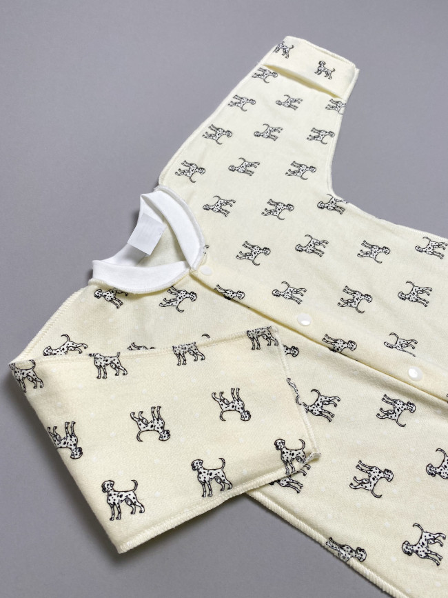 Комбинезон детский фланелевый, желтый, Далматинцы