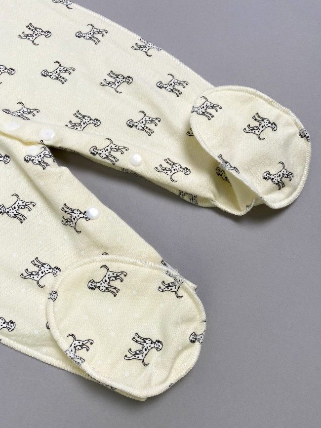 Комбинезон детский фланелевый, желтый, Далматинцы