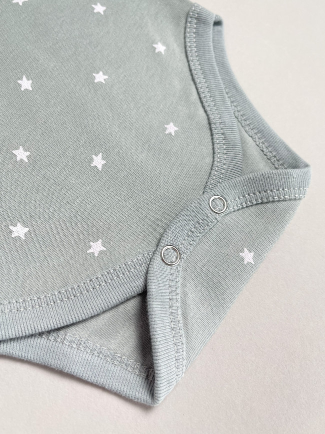 Набор боди лодочек с коротким рукавом, Звездочки, серый