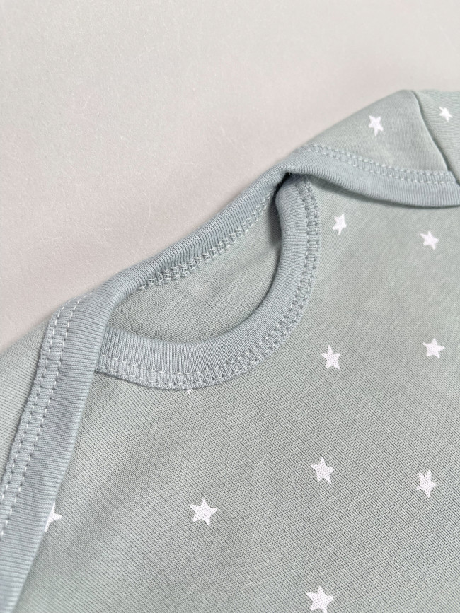 Набор боди лодочек с коротким рукавом, Звездочки, серый