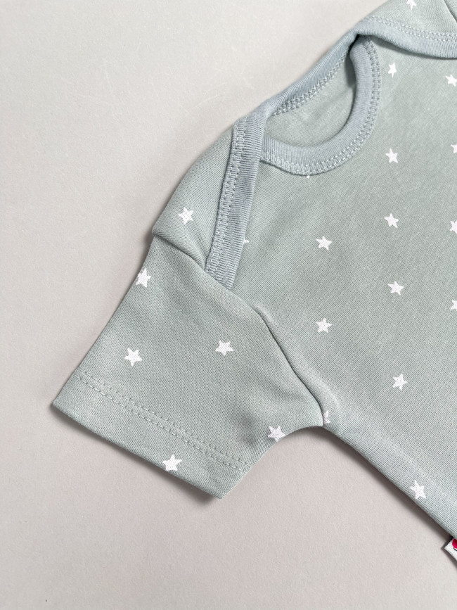 Набор боди лодочек с коротким рукавом, Звездочки, серый