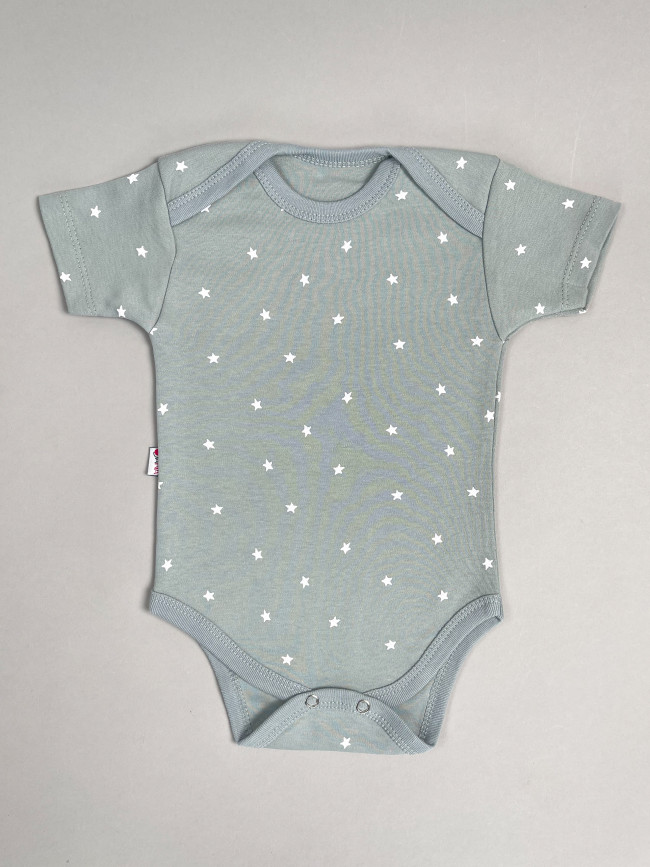 Набор боди лодочек с коротким рукавом, Звездочки, серый