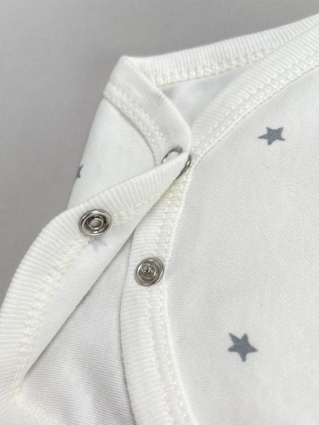 Набор боди лодочек с коротким рукавом, Звездочки, серый