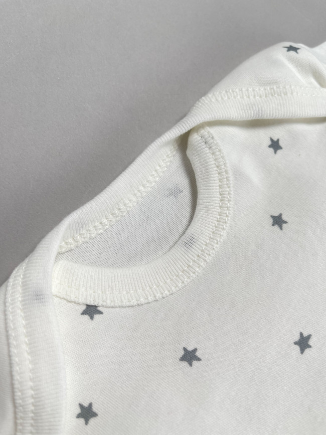 Набор боди лодочек с коротким рукавом, Звездочки, серый