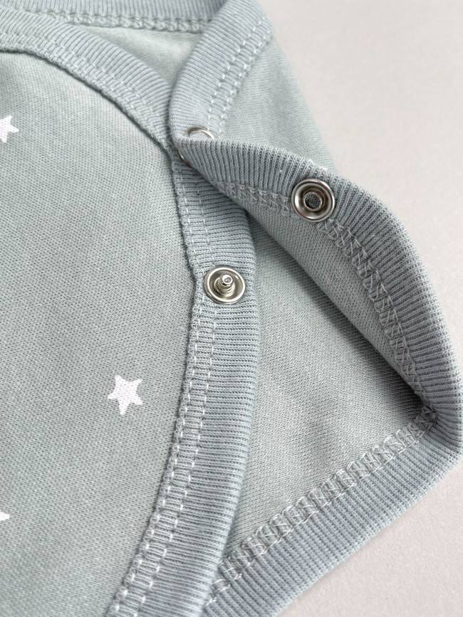 Набор боди лодочек с коротким рукавом, Звездочки, серый