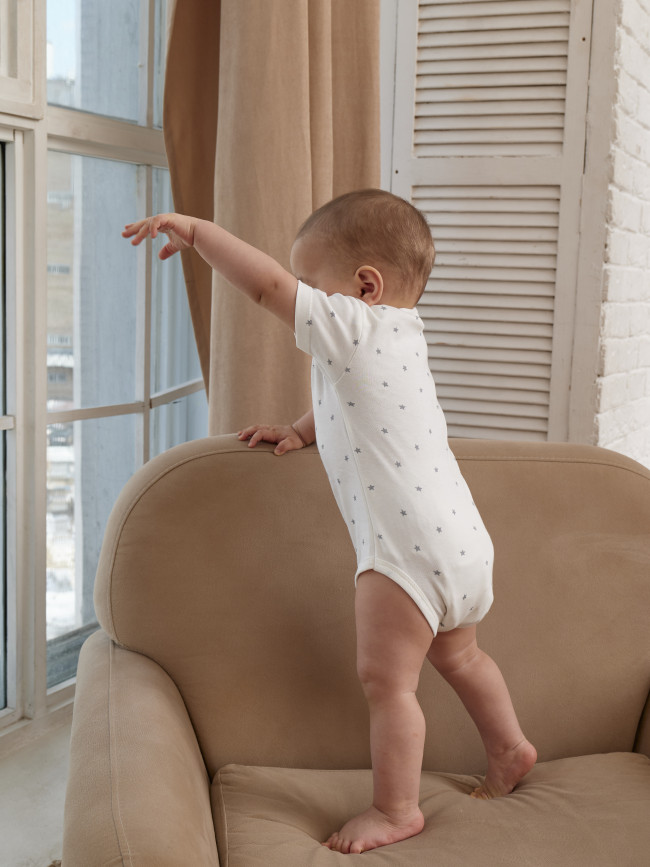 Набор боди лодочек с коротким рукавом, Звездочки, серый