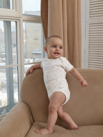 Набор боди лодочек с коротким рукавом, Звездочки, серый