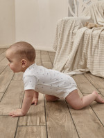 Набор боди лодочек с коротким рукавом, Звездочки, серый