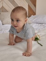 Набор боди лодочек с коротким рукавом, Звездочки, серый