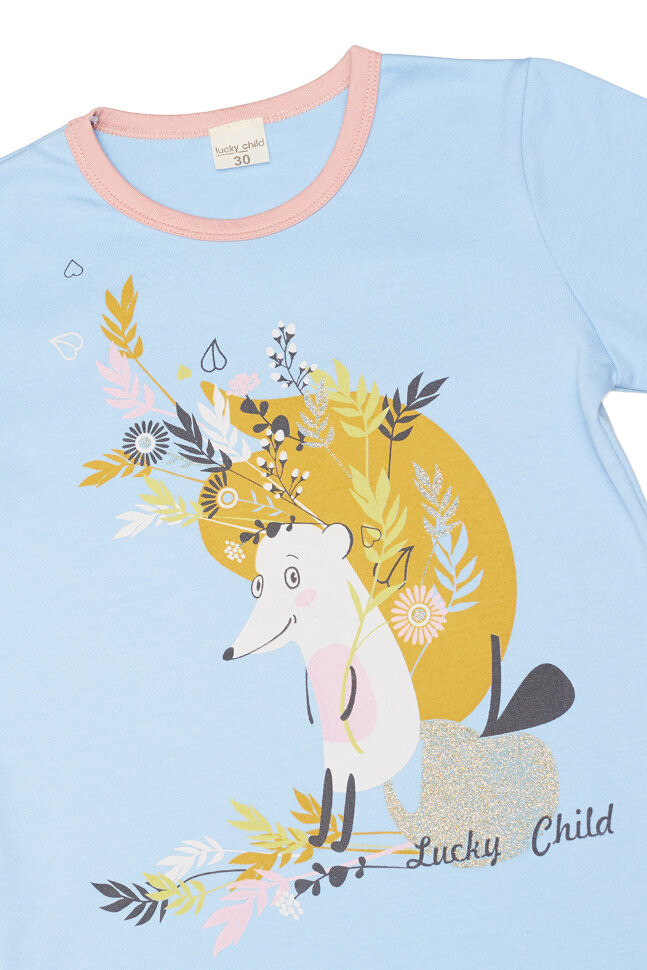 Лонгслив, голубой, Осенний лес