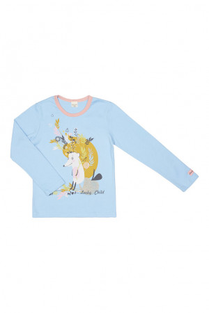 Лонгслив, голубой, Осенний лес