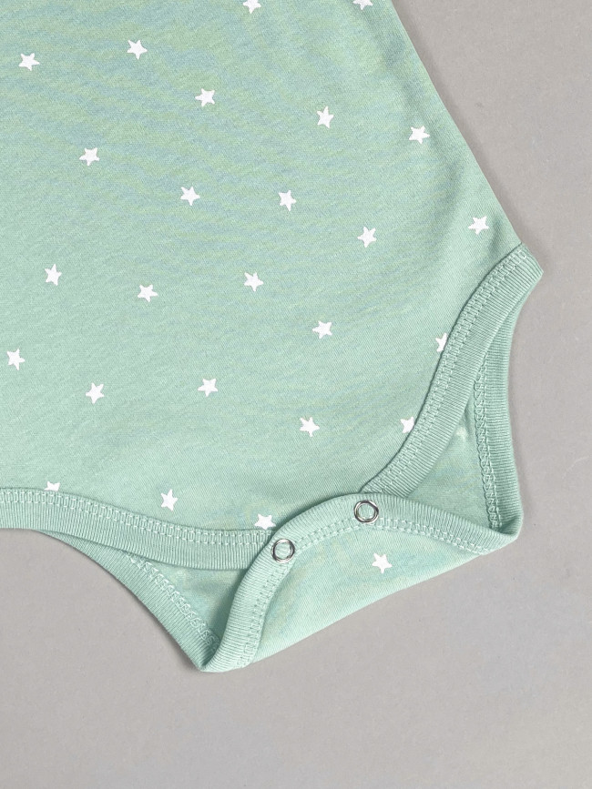 Набор боди лодочек с коротким рукавом, Звездочки, зеленый