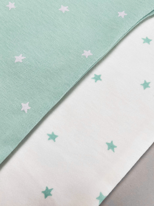 Набор боди лодочек с коротким рукавом, Звездочки, зеленый