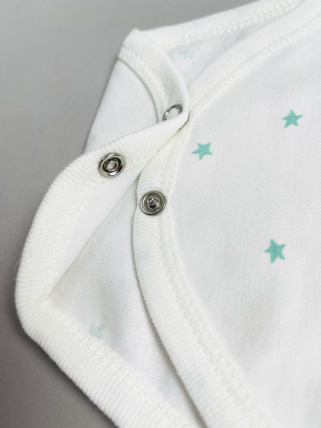 Набор боди лодочек с коротким рукавом, Звездочки, зеленый