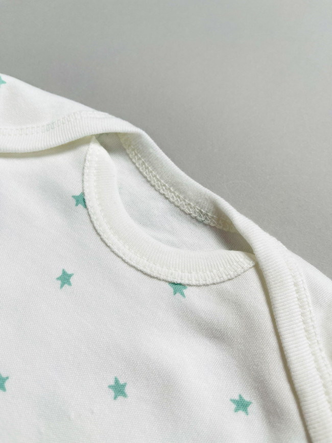 Набор боди лодочек с коротким рукавом, Звездочки, зеленый