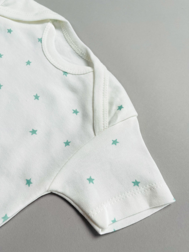 Набор боди лодочек с коротким рукавом, Звездочки, зеленый