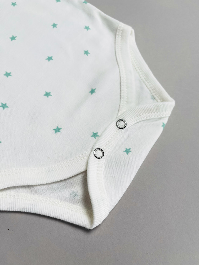 Набор боди лодочек с коротким рукавом, Звездочки, зеленый