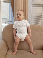 Набор боди лодочек с коротким рукавом, Звездочки, зеленый