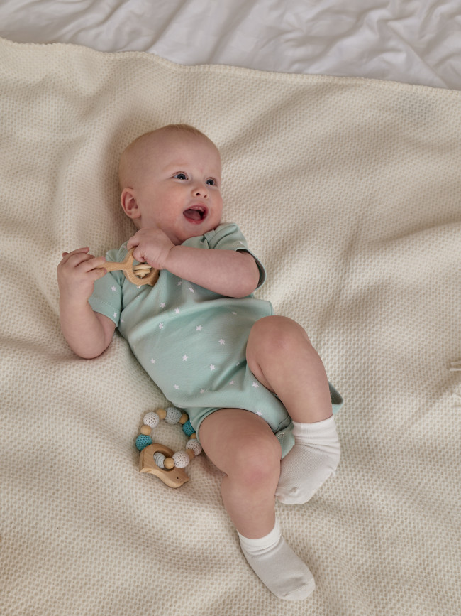 Набор боди лодочек с коротким рукавом, Звездочки, зеленый