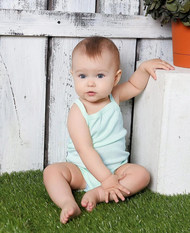 Боди-майка детская, голубая, Ажур Боди-майка детская, голубая, Ажур