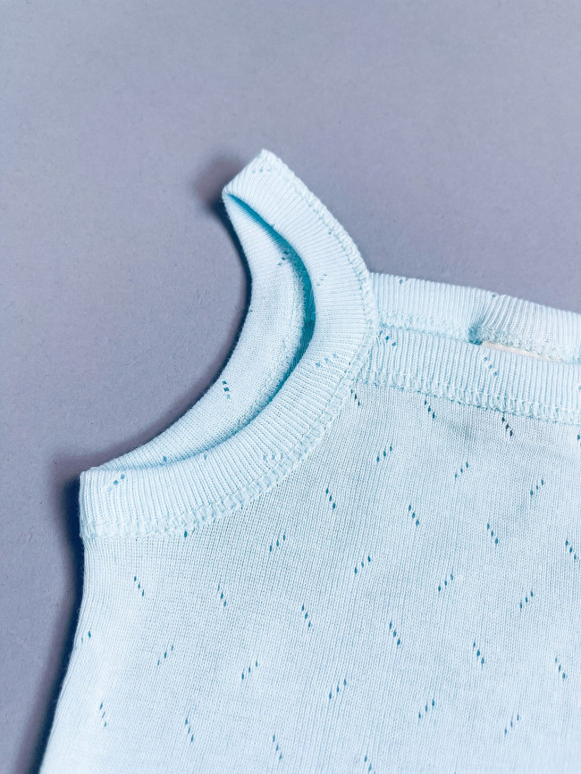 Боди-майка детская, голубая, Ажур Боди-майка детская, голубая, Ажур