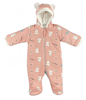 Комбинезон утепленный, розовый, Белые медведи
