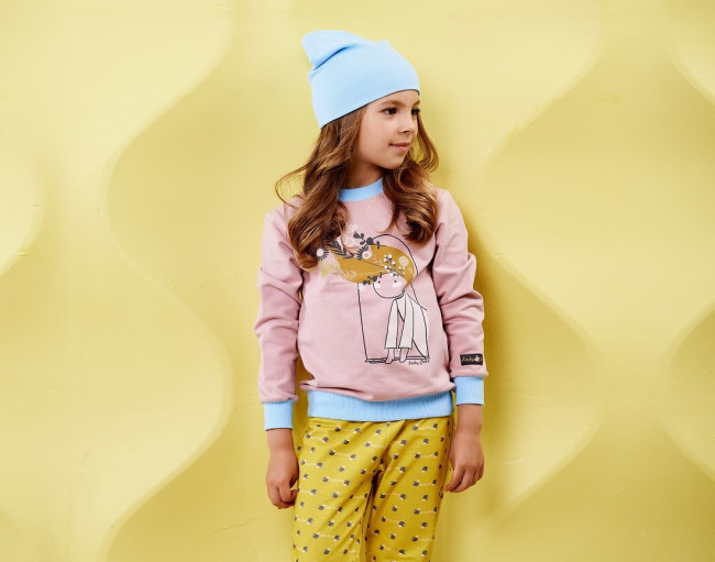 Шапка детская, голубая, Осенний лес Шапка детская, голубая, Осенний лес