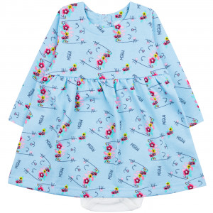 Утепленное боди-платье с длинным рукавом, Meow