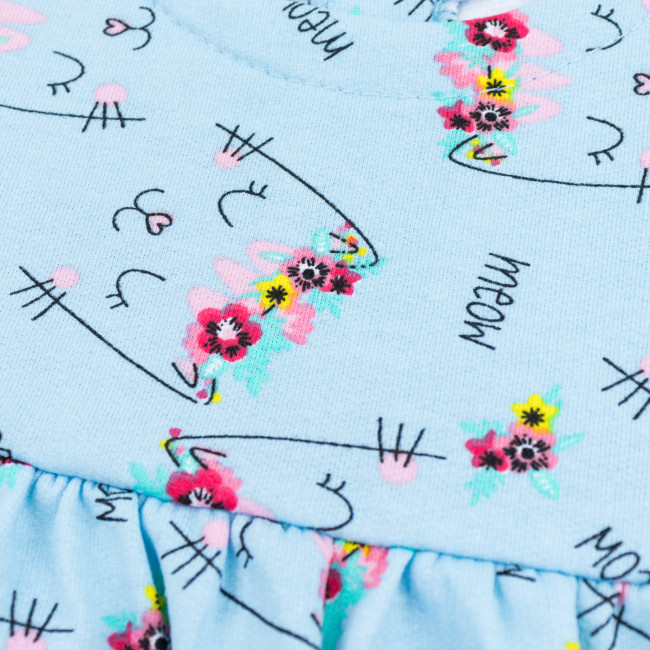 Утепленное боди-платье с длинным рукавом, Meow