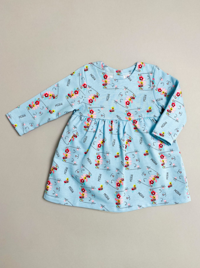 Утепленное боди-платье с длинным рукавом, Meow