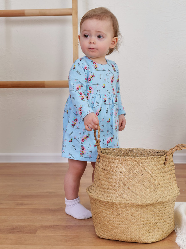 Утепленное боди-платье с длинным рукавом, Meow