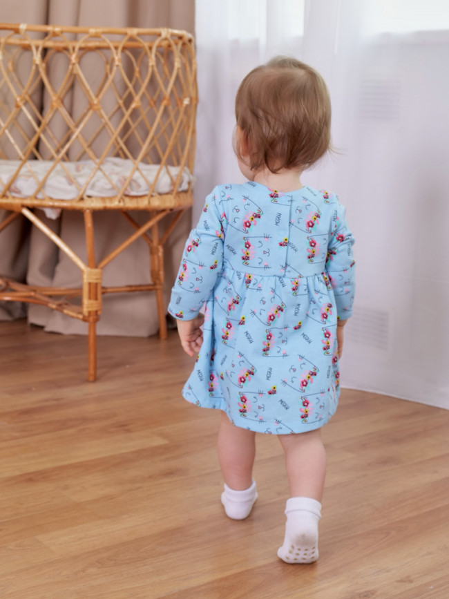 Утепленное боди-платье с длинным рукавом, Meow