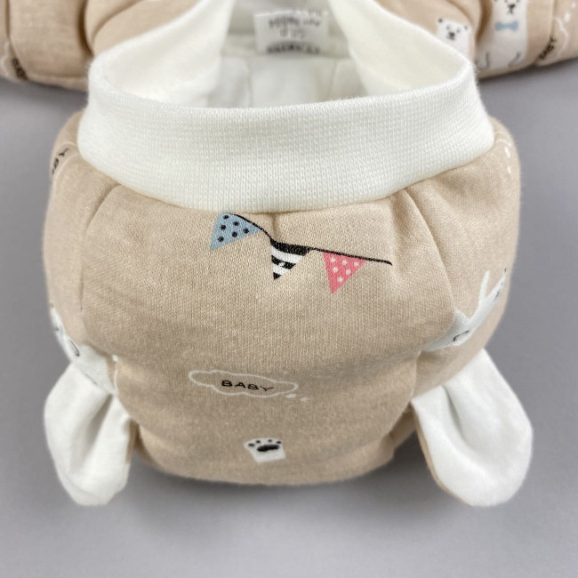 Комбинезон утепленный, бежевый, Белые медведи