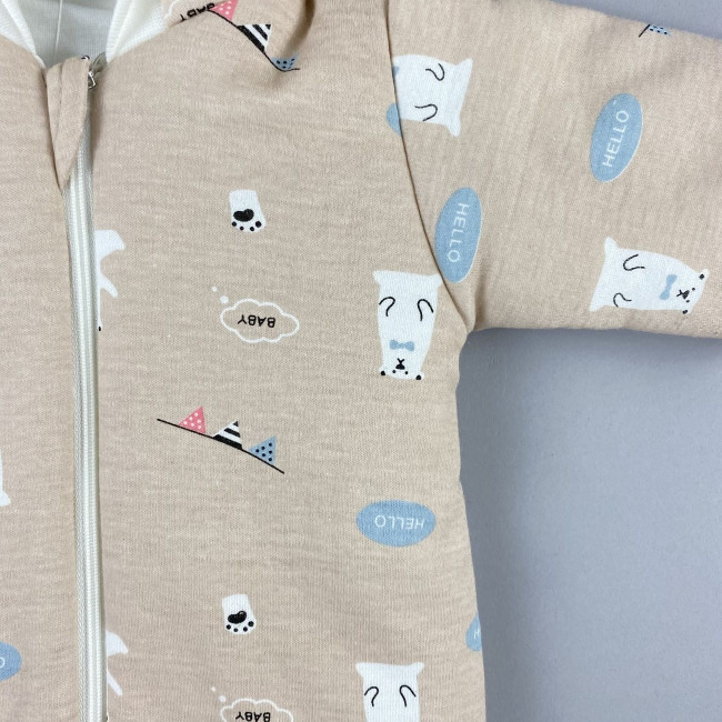 Комбинезон утепленный, бежевый, Белые медведи