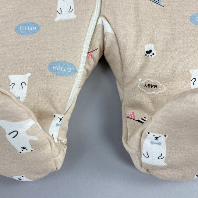 Комбинезон утепленный, бежевый, Белые медведи