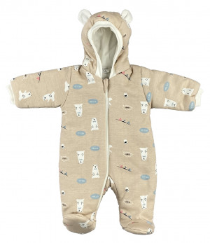 Комбинезон утепленный, бежевый, Белые медведи