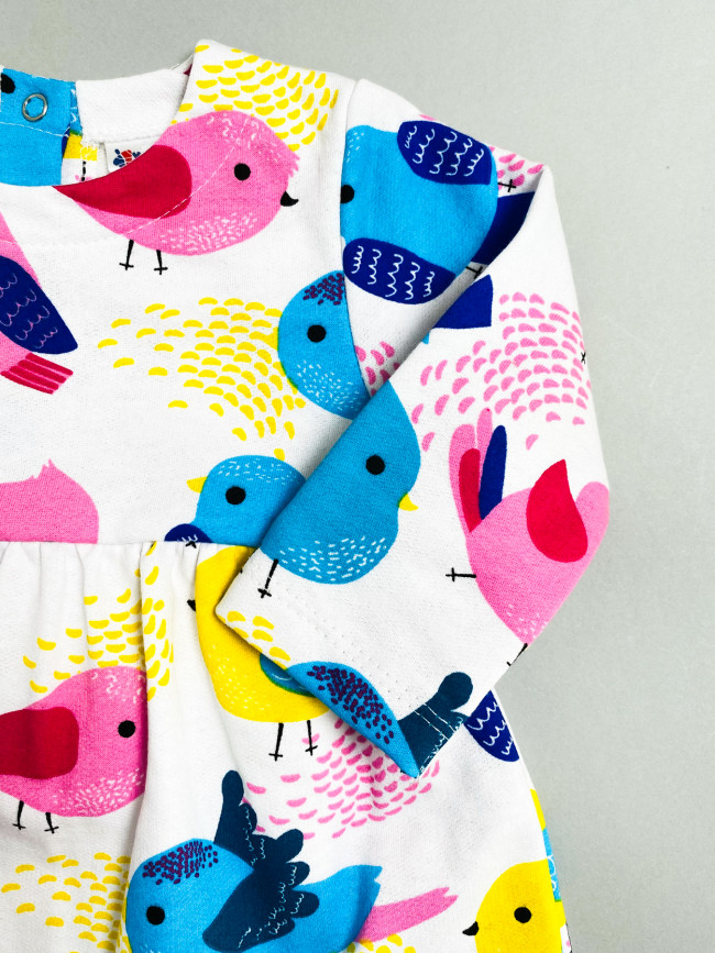 Утепленное боди-платье с длинным рукавом, Птенцы Утепленное боди-платье с длинным рукавом, Птенцы