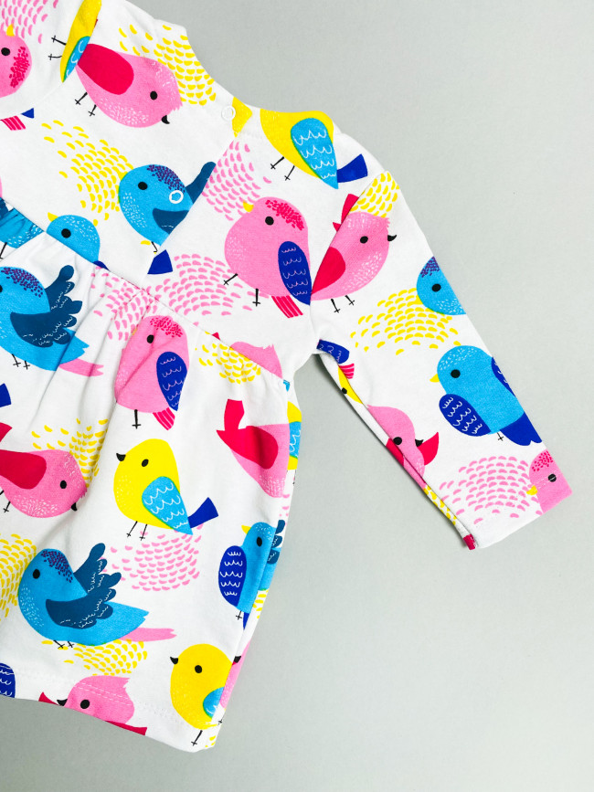 Утепленное боди-платье с длинным рукавом, Птенцы Утепленное боди-платье с длинным рукавом, Птенцы