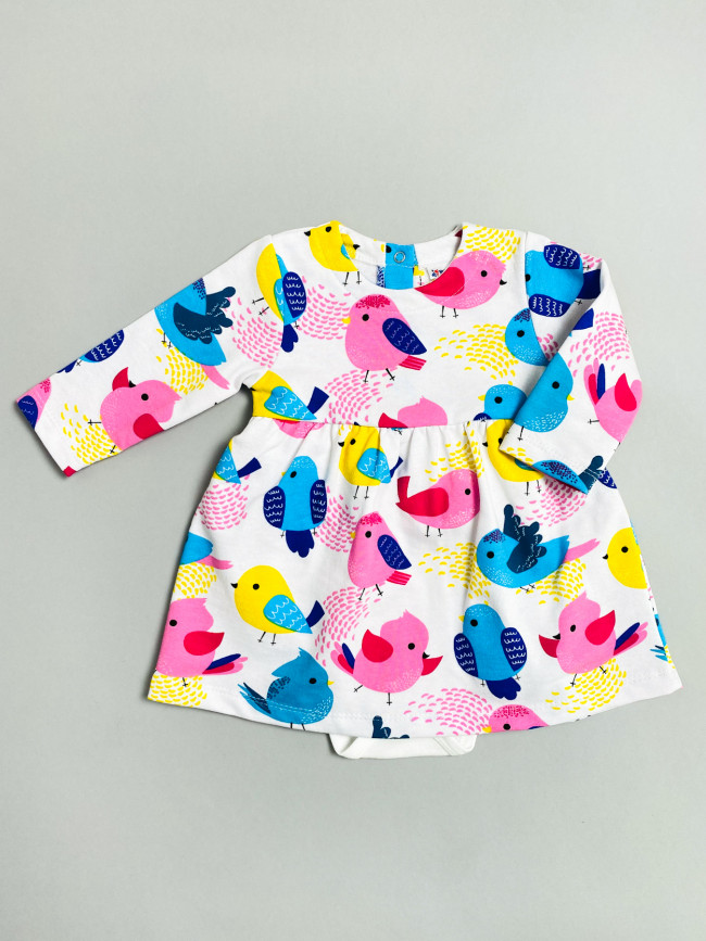 Утепленное боди-платье с длинным рукавом, Птенцы Утепленное боди-платье с длинным рукавом, Птенцы