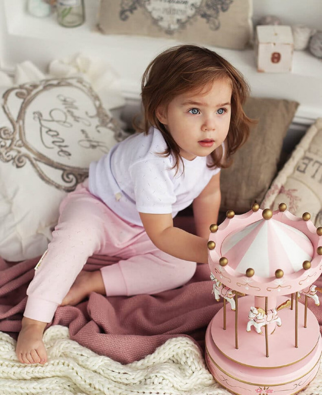 Штанишки детские, розовые, Ажур