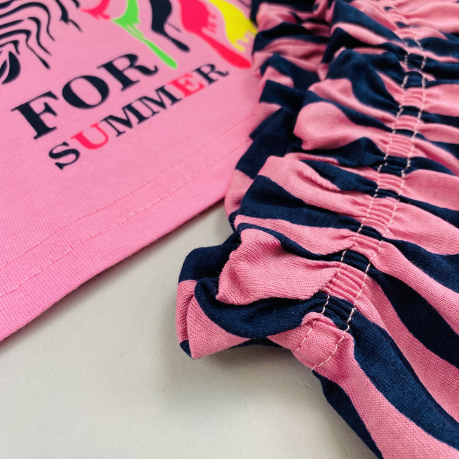 Комплект для девочки розовый, Зебра (кроп-топ и шорты) Комплект для девочки розовый, Зебра (кроп-топ и шорты)